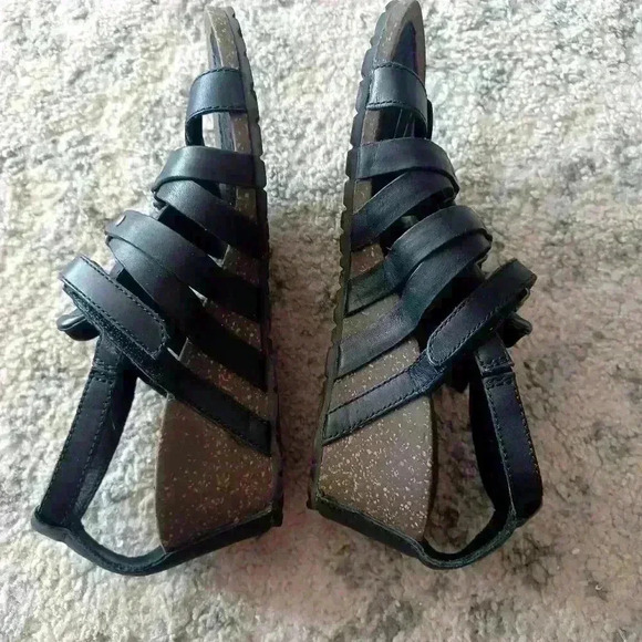 Teva Cabrillo Wedge Black Leather Gladiator Sandal 7 - Picture 8 of 14
